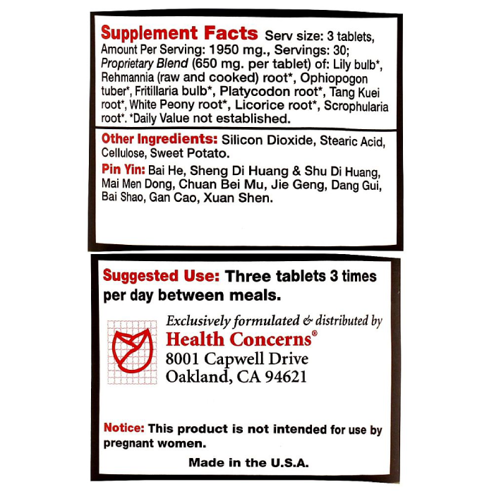 Health Concerns - Lily Bulb Formula - 90 tabs