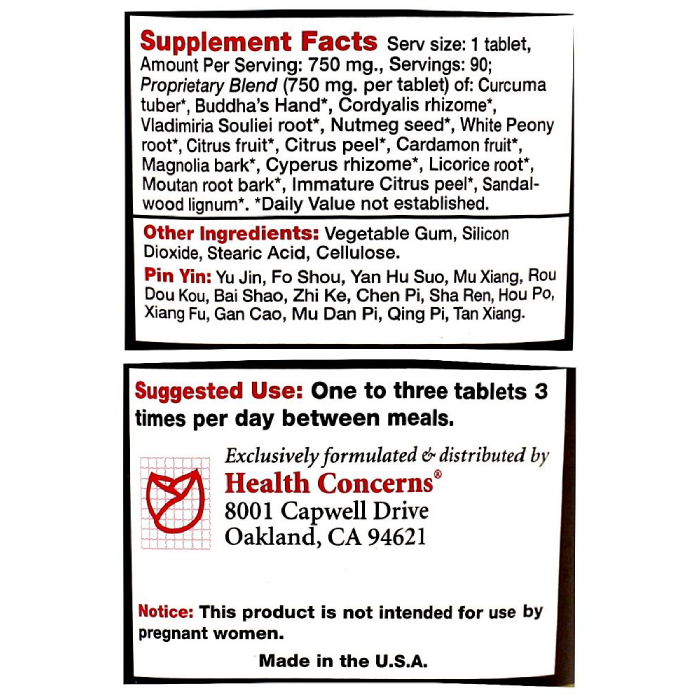 Health Concerns - Shu Gan - 90 tabs