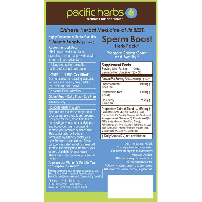 Pacific Herbs - Sperm Boost Herb Pack - 100 grams
