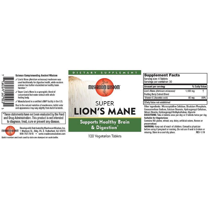 Mushroom Wisdom - Super Lion's Mane - 120 vtabs