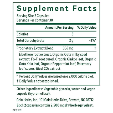 Gaia Herbs Pro - Cognitive Formula - 60 lvcaps