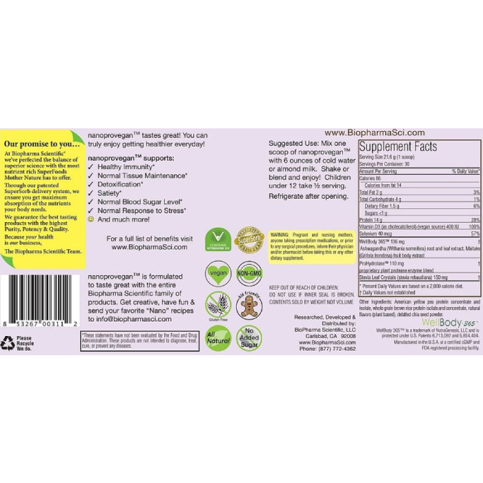 BioPharma Scientific - Nanopro Vegan Protein - 1.43 lbs