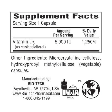 Bio-Tech Pharmacal - D3-5 (5000 IU) - 250 caps