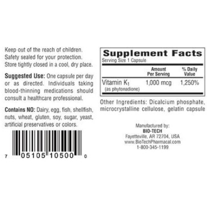 Bio-Tech Pharmacal - K1-1000 (Vitamin K1) - 100 caps