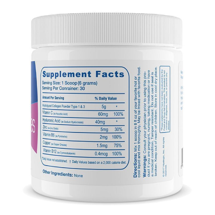 Hyalogic - Hyaluronic Acid + Zinc + Copper + B Vitamins (Collagen Peptide) - 6.4 oz