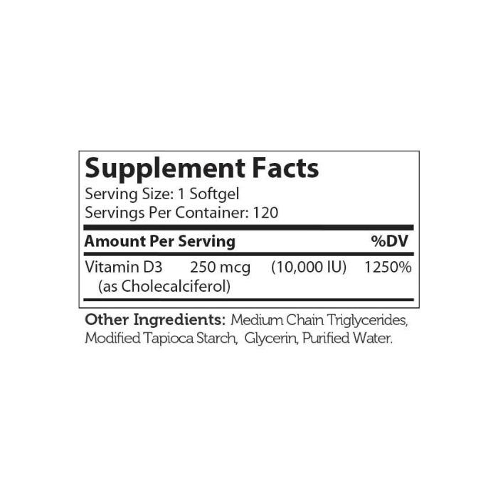 Zahler - Vitamin D3 10,000 IU - 120 softgels
