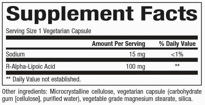 Bioclinic Naturals - R-Alpha-Lipoic Acid 100 mg - 60 vcaps