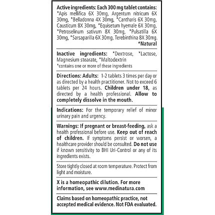 BHI Homeopathics - Uri-Control - 100 tabs