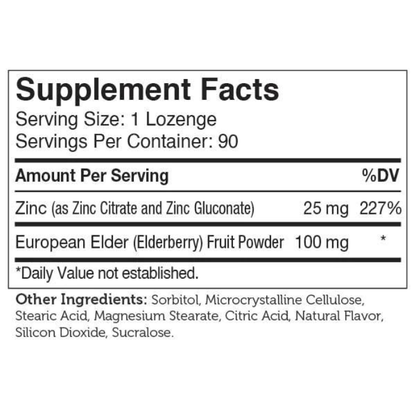 Zahler - Zinc + Elderberry Lozenges - 90 loz