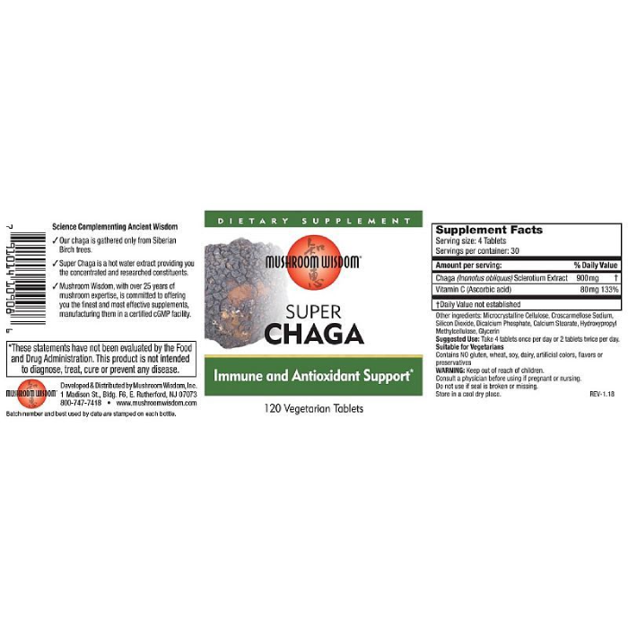 Mushroom Wisdom - Super Chaga - 120 vtabs