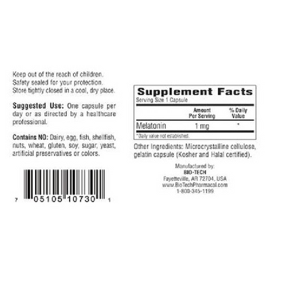 Bio-Tech Pharmacal - Melatonin (1 mg) - 100 caps