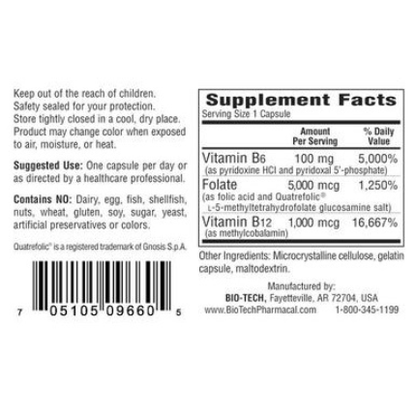 Bio-Tech Pharmacal - B6-Folic Acid - 100 caps