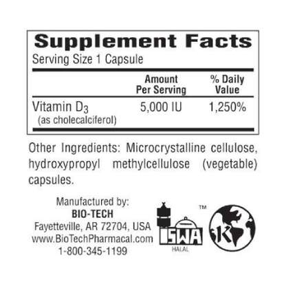 Bio-Tech Pharmacal - D3-5 (5000 IU) - 250 caps