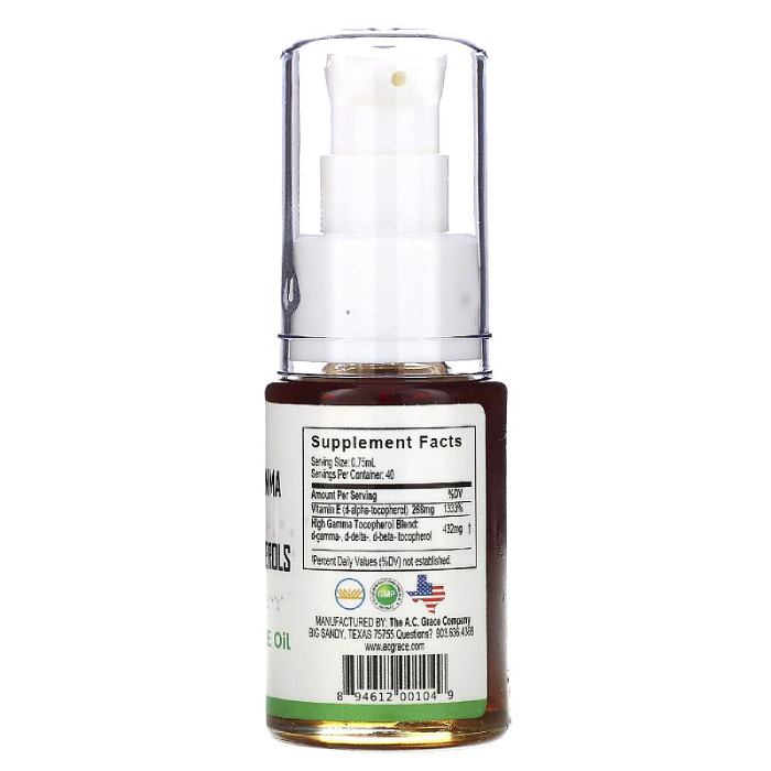 A C Grace - Unique E High Gamma Mixed Tocopherol Oil - 1 oz