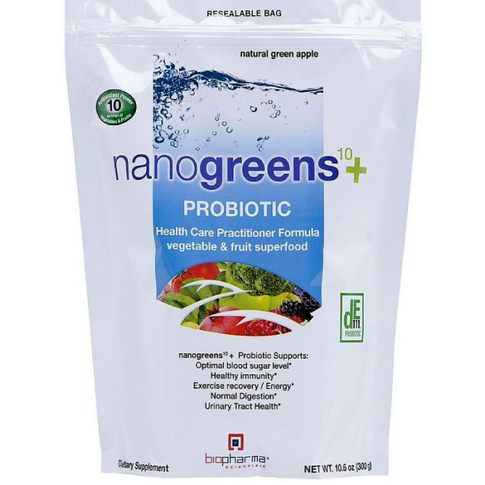 BioPharma Scientific Nanogreens 10 + Probiotic Green Apple 30 svgs