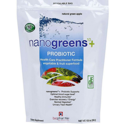 BioPharma Scientific Nanogreens 10 + Probiotic Green Apple 30 svgs