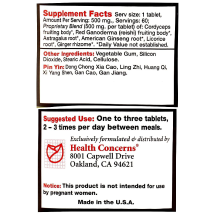 Health Concerns - Cordyseng - 60 tabs